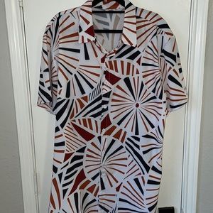 Men’s Shein Button Up Short Sleeve Shirt (Retroprint) Size XL
